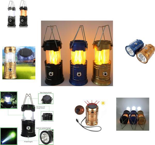 Solar Şarj Edilebilir Çok Fonksiyonlu Kamp Lambası Işıldak Powerbank  - Image 1