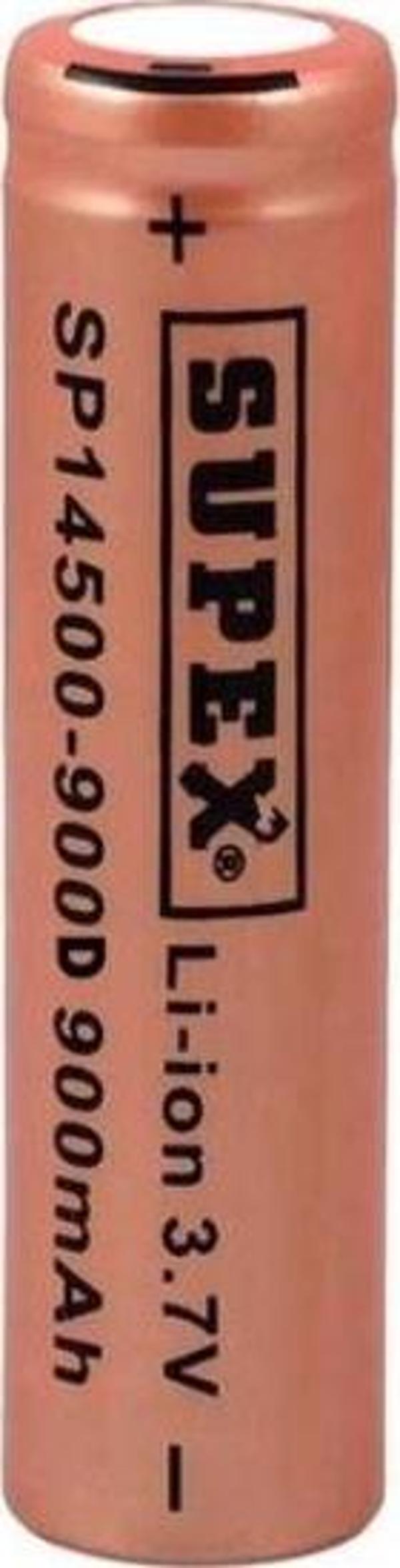 Supex 14500-900D LİTYUM ION 3.7V 900MAH ŞARJ EDİLEBİLİR DÜZ KAFA BAŞLIKSIZ PİL - Image 1