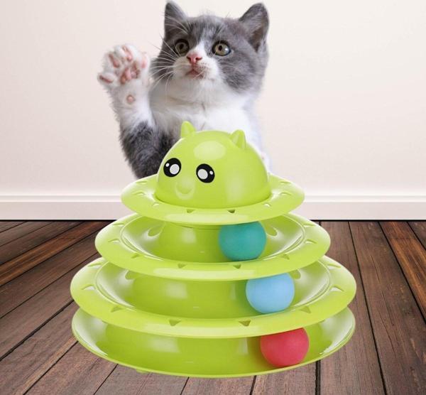 Tower Of Tracks Eğlenceli Üç Katlı Kedi Oyuncağı Seti Kedi Oyunu - Image 1