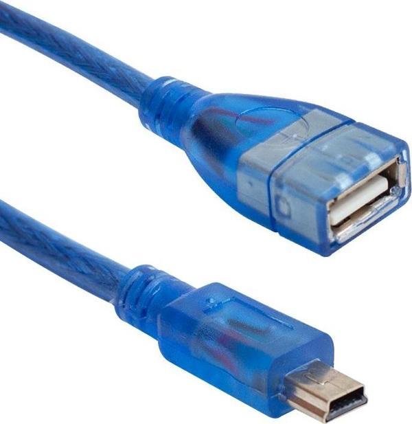 USB 5 PİN ERKEK-USB DİŞİ 1 METRE KABLO MAVİ  - Image 1