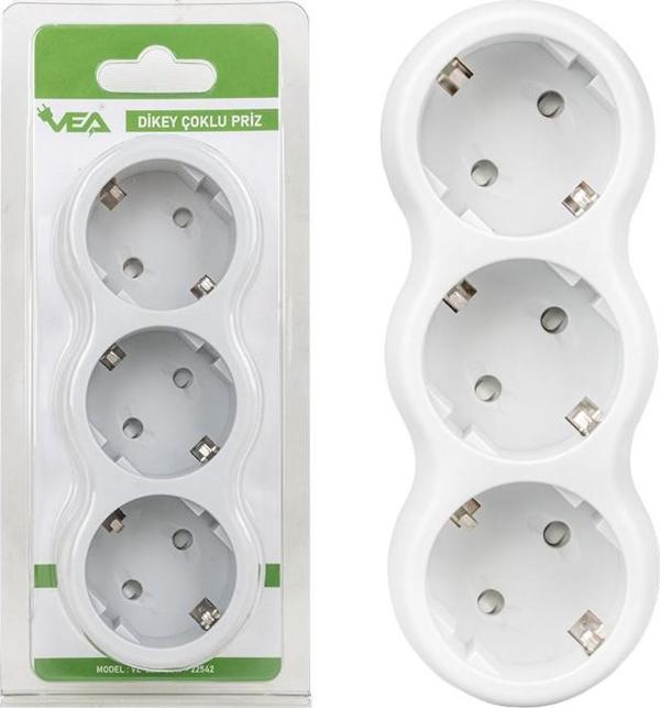 VE-2211-3GW A CLASS 3LÜ  DİKEY ÇOKLU PRİZ (MADE IN MALAYSIA)  - Image 1