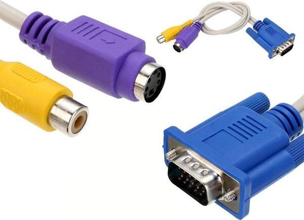 VGA 15 PİN ERKEK  / 1 RCA DİŞİ+MINI DIN DİŞİ 10 CM KABLO  - Image 1
