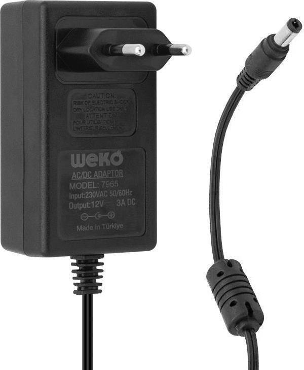 WEKO 12 VOLT - 3 AMPER - 36 WATT 5.5*2.5 UÇLU PLASTİK KASA PRİZ TİP ADAPTÖR KUTULU YERLİ ÜRETİM (44D - Image 1