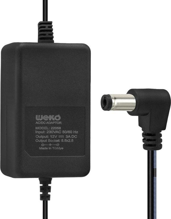 WEKO 12 VOLT - 3 AMPER - 5.5*2.5 UÇLU PLASTİK KASA MASAÜSTÜ ADAPTÖR YERLİ ÜRETİM  - Image 1