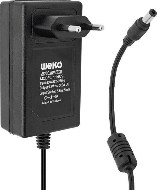 WEKO 12 VOLT - 3.2 AMPER - 38 WATT 5.5*2.5 UÇLU PLASTİK KASA PRİZ TİP ADAPTÖR KUTULU YERLİ ÜRETİM (4 - Image 1