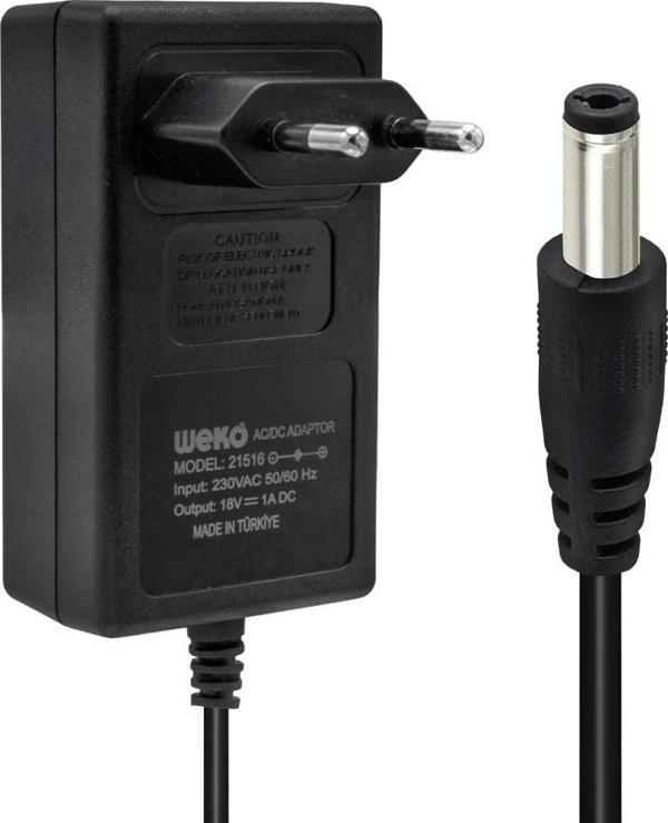 WEKO 18 VOLT - 1 AMPER 5.5*2.5 UÇLU YERLİ ÜRETİM PRİZ TİPİ ADAPTÖR  - Image 1