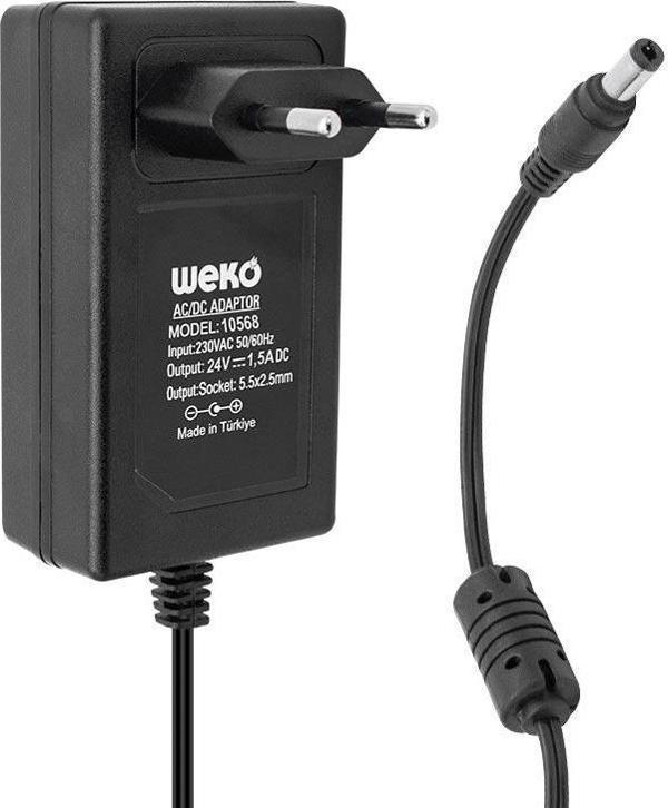 WEKO 24 VOLT - 1.5 AMPER 5.5*2.5 UÇLU PLASTİK KASA PRİZ TİPİ ADAPTÖR KUTULU YERLİ ÜRETİM  - Image 1