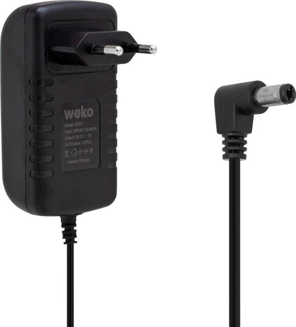 WEKO 25.2 VOLT - 1 AMPER 5.5*2.5 UÇLU YERLİ ÜRETİM PRİZ TİPİ ADAPTÖR  - Image 1