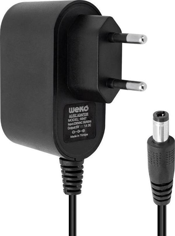 WEKO 5 VOLT - 1 AMPER 5.5*2.5 UÇLU PLASTİK KASA PRİZ TİP ADAPTÖR KUTULU YERLİ ÜRETİM  - Image 1