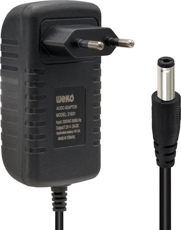 WEKO 7.2 VOLT - 2 AMPER 5.5*2.5 UÇLU LEDLİ YERLİ ÜRETİM AKÜ ŞARJ CİHAZI (OUT:6V-2A)  - Image 1