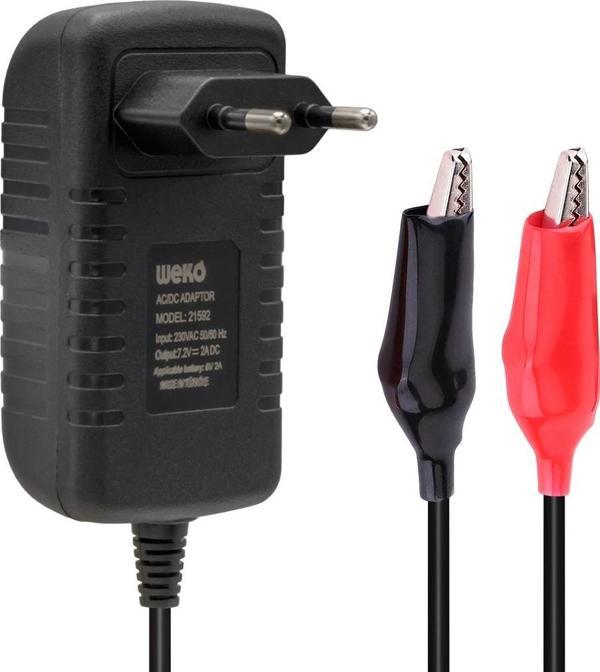WEKO 7.2 VOLT - 2 AMPER KROKODİL UÇLU PRİZ TİP LEDLİ YERLİ ÜRETİM AKÜ ŞARJ CİHAZI (OUT:6V2A)  - Image 1