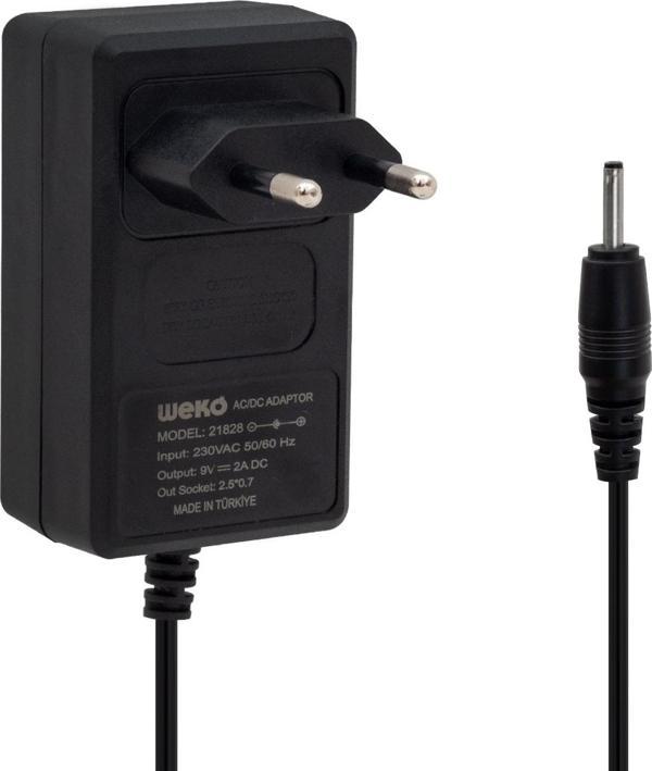 WEKO 9 VOLT 2 AMPER İNCE 2.5*0.7 UÇ TABLET PC ADAPTÖRÜ YERLİ ÜRETİM  - Image 1