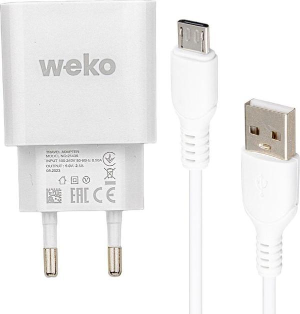 WK-21436 M7 2.1 AMPER ŞARJ BAŞLIK ADAPTÖRÜ + MICRO USB KABLO (NO:3)  - Image 1