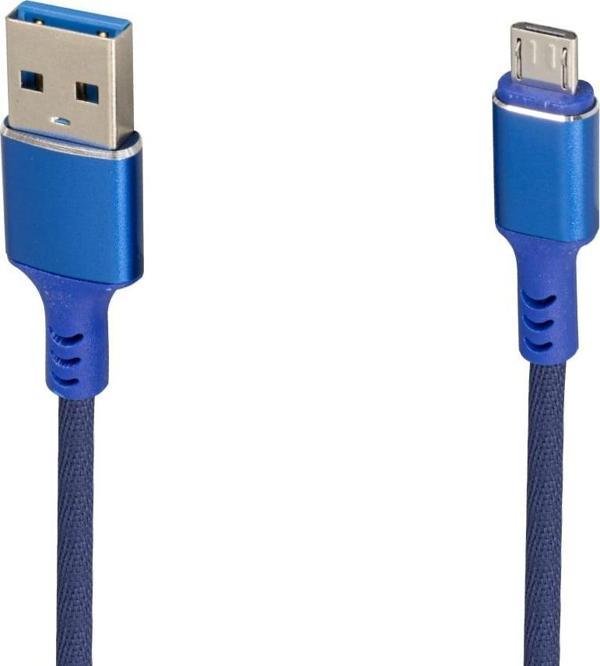 WK-22023 USB TO MICRO USB ÖRGÜLÜ LACİVERT ŞARJ KABLOSU (NO:14)  - Image 1