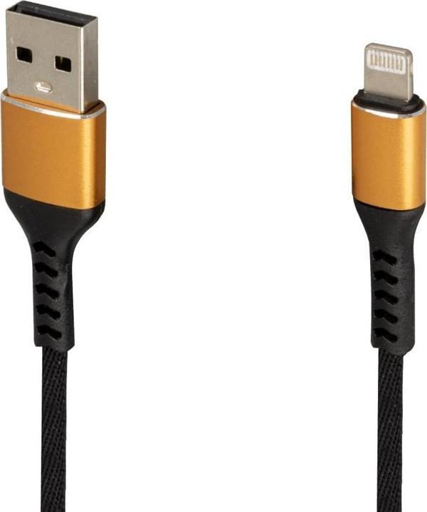 WK-22025 USB TO LIGHTNING ÖRGÜLÜ SİYAH ŞARJ KABLOSU (NO:14)  - Image 1