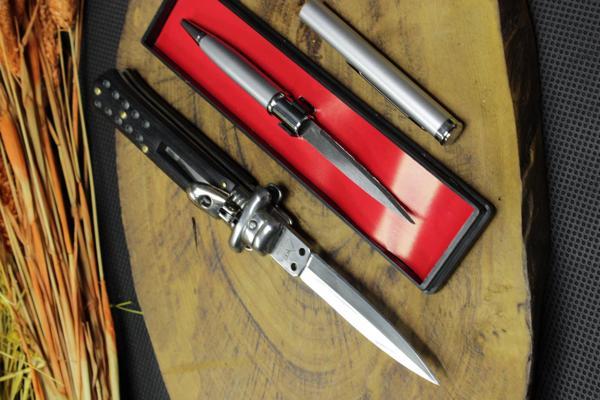 19 cm Siyah Ahşap Sap Düğmeli ORJ AKC Çakı ve Kalem Bıçak - Image 1