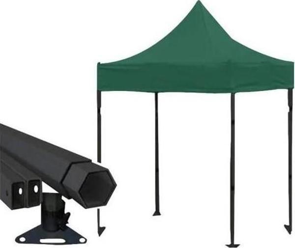Outdoors Premium Serisi Yeşil Altıgen Profil 3x3 Katlanır Makaslı Çardak - Image 1