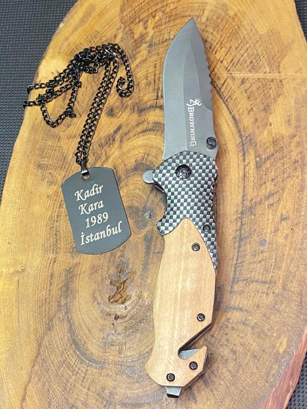 Browning  21 cm Avcı Çakı + Asker Künye Seti  - Image 1