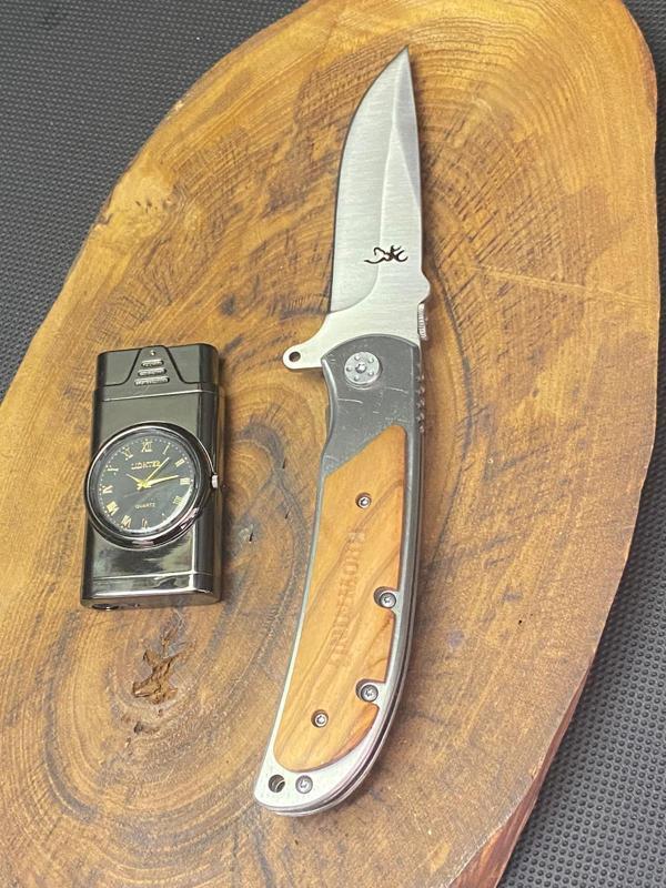 Browning 21 cm Avcı Çakı + Saat Çakmak Seti  - Image 1
