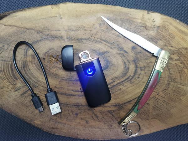İsme Özel 18 cm Kılçık Çakı ve Elektronik Şarjlı Çakmak - Image 1