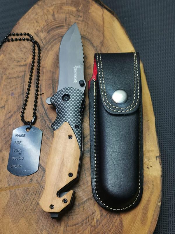 İsme Özel 21 cm Browning Çakı,Asker Kolye Künye ve Kılıf - Image 1