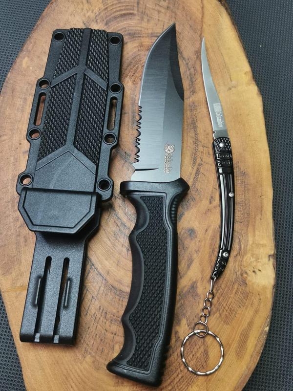 İsme Özel 23 cm Sert Kılıflı Avcı Bıçağı ve 17 cm Kılçık Çakı  - Image 1