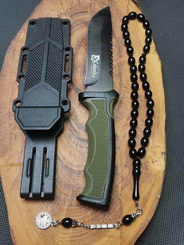 İsme Özel 23 cm Sert Kılıflı Avcı Bıçağı ve Tesbih İle Beraber - Image 1