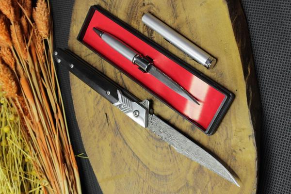 23 cm M390 Damascus İşlemeli Çakı ve Kalem Bıçak  - Image 1