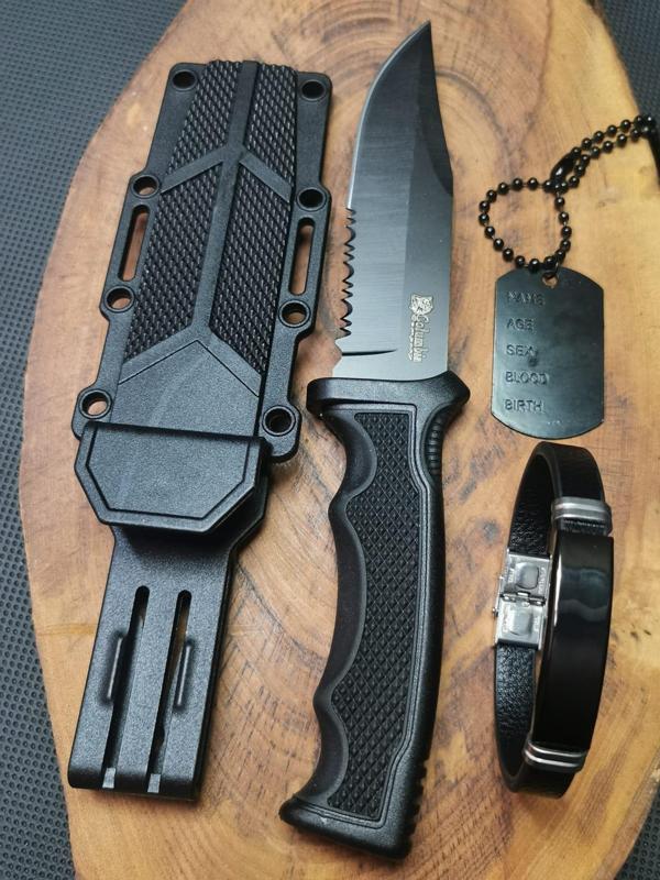İsme Özel 23 cm Sert Kılıflı Avcı Bıçağı,Künye Kolye ve Bileklik  - Image 1