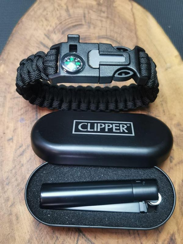 İsme Özel Metal Clipper Çakmak ve İpli Pusula Bileklik - Image 1
