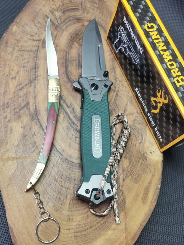 İsme Özel Yeşil İpli Browning Pro Çakı ve Kılçık Çakı - Image 1