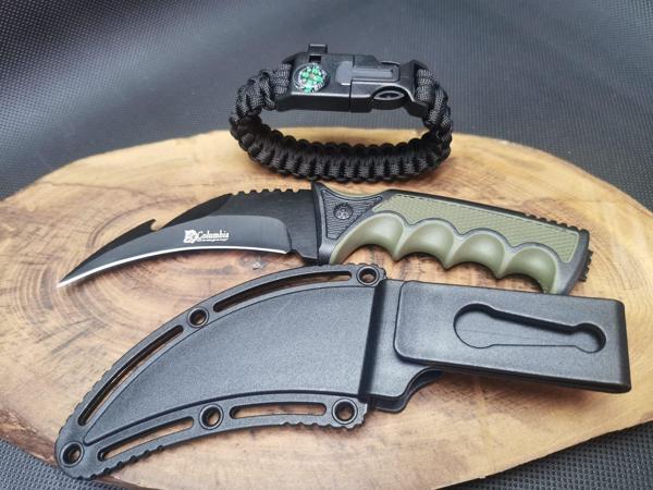 Kamp Outdoor 21 cm Karambiit Avcı Bıçağı ve Pusula Bileklik Seti  - Image 1