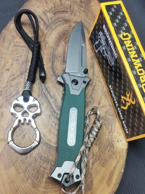 Kamp Outdoor Borwning Yeşil İpli 21 cm Avcı Çakısı Seti  - Image 1