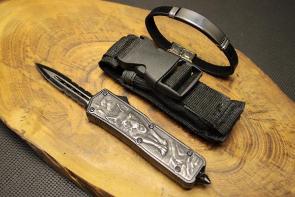 Microtech 14 cm Kurt Figürlü İçten Çıkmalı Çakı Komple Çelik - Image 1