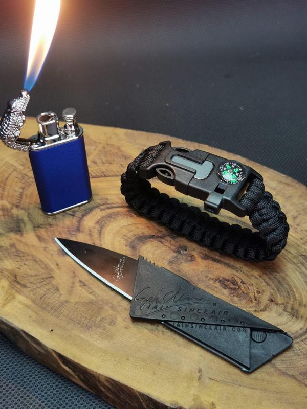 Paracord Bileklik,Kredi Kartı Bıçak Ejder Çakmak Seti - Image 1