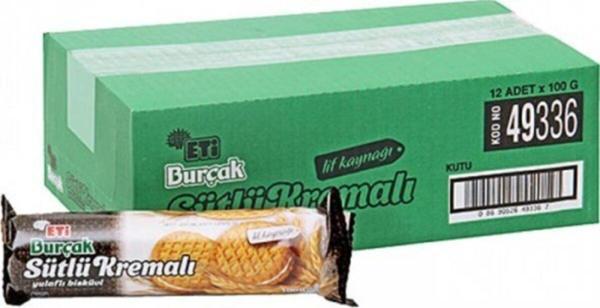 Eti Burçak Sütlü Kremalı Yulaflı Bisküvi 100 Gr. X 12 Adet - Image 1