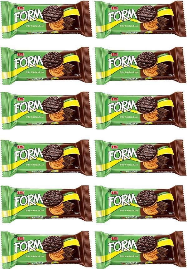 Eti Form Bitter Çikolata Kaplı Lifli Bisküvi 50 G X 12 Adet - Image 1