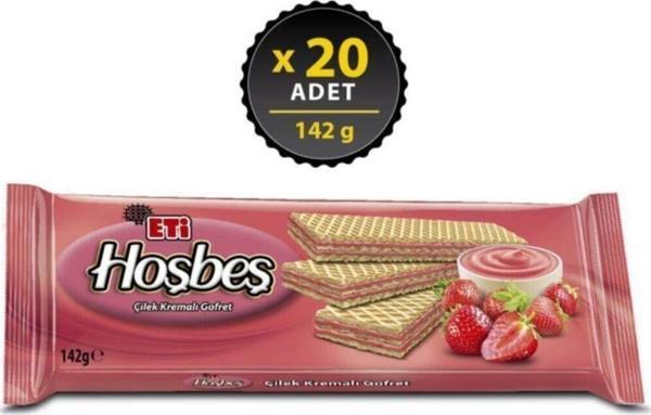Eti Hoşbeş Çilek Kremalı Gofret 142 g x 20 Adet - Image 1