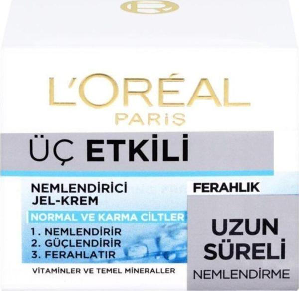 L'Oréal Paris Üç Etkili Ferahlık Yoğun Nemlendirici Jel Krem 50 Ml - Image 1