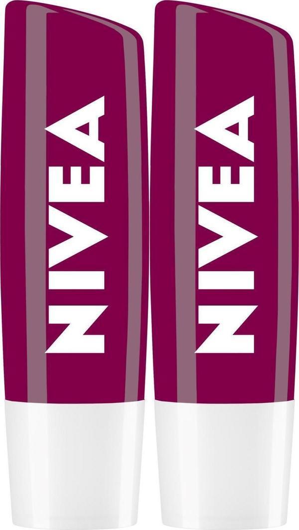 Nivea Böğürtlen Dudak Bakım Kremi, Bordo Işıltı, 24 Saat Nemlendirici, X2 Adet - Image 1