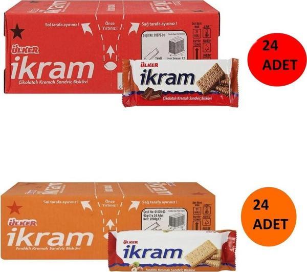 Ülker İkram kakaolu 84 Gr 24 Adet fındıklı 84 Gr 24 adet 2 şer koli - Image 1