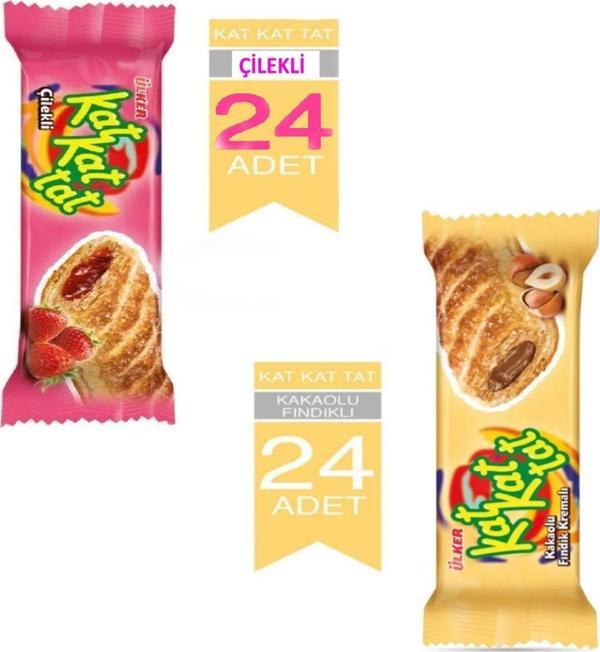 Ülker Kat Kat Tat Kakao 24 adet 25 Gr Kat Kat Tat Çilekli 24 adet 25 Gr - Image 1