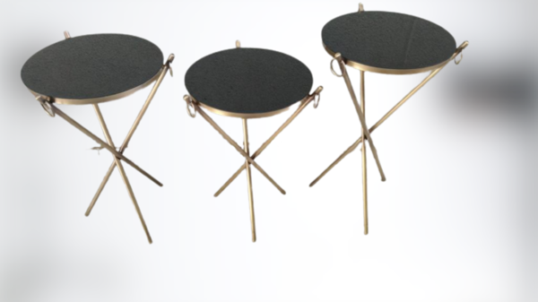 Brc Küpe 17628 zigon Metal Bakır Eskitme Gold renk ayak Kırılmaz siyah cam tabla - Image 1