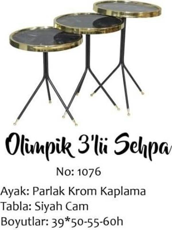 Brc Zigon Küpe 13408 Model Sehpa Metal  Bakır Gold renk Kırılmaz cam tabla Elyapı - Image 1