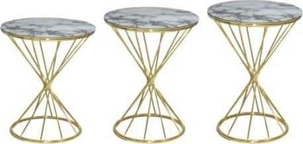 Brc Zigon RİVOLİ Model Beyaz Mermer Temper Cam Metal gold renk Kaplama El Yapım - Image 1