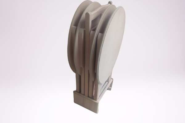 Çanta 18206 Zigon Sehpa Oval Klasik Model HAM Ahşap Kayın MDF Torna Ayak El Yapım - Image 1