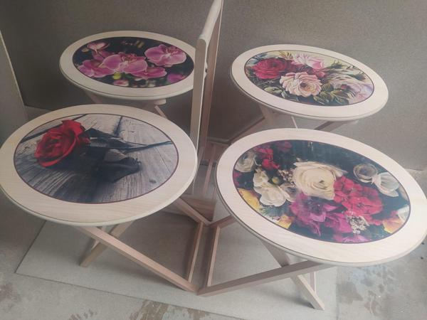 Çanta Zigon 18208 Klasik Oval Sehpa Model Çiçek Motifli HAM Kayın Nature Ei yapım - Image 1