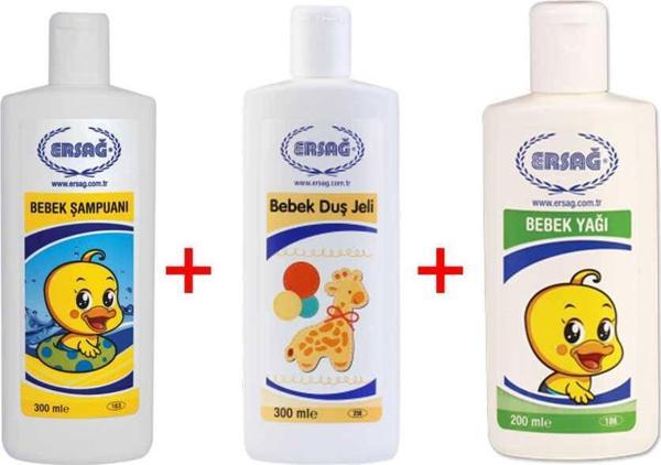 Ersağ Bebek Şampuanı + Bebek Duş Jeli + Bebek Yağı - Image 1