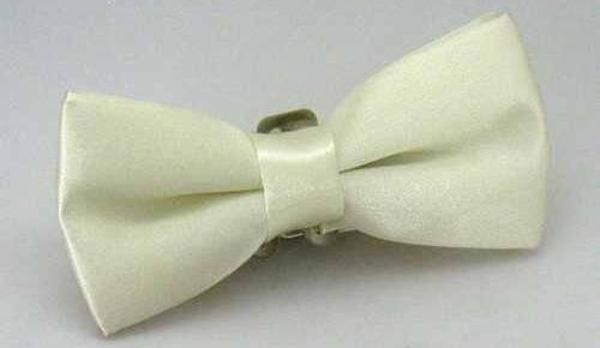Krem Çocuk Boy Düz Renk Saten Papyon - CP-06 - Image 1