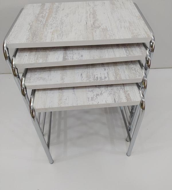 Zigon Sehpa 14005 Demet Metal Model Nikelaj Ayak Ahşap Mermr Dalga Desen El Yapım - Image 1